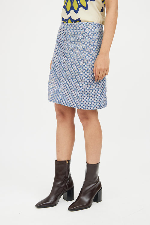 Marni Blue Multi Pattern Skirt