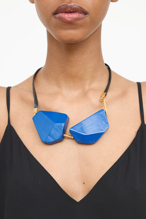 MarniLeather Wooden Pendant Necklace