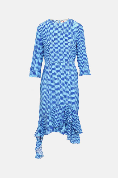 Marni Silk Asymmetrical Check Dress