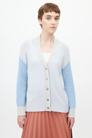 Marni Blue & Grey Cashmere Colourblock Cardigan