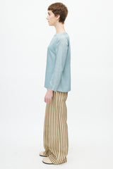 Marni Blue Satin Long Sleeve Blouse