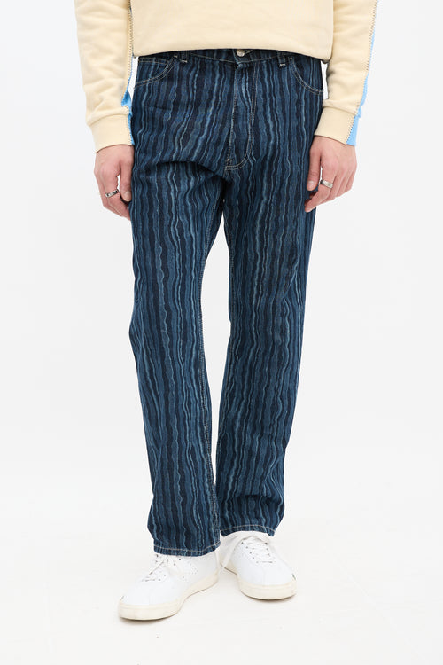 Marni Blue Wavy Striped Jeans