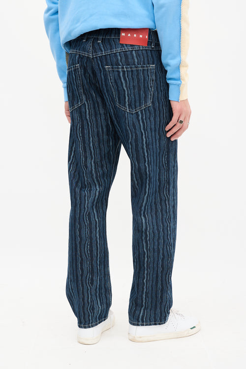 Marni Blue Wavy Striped Jeans