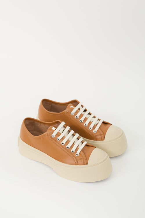 Marni Brown & Beige Leather & Rubber Pablo Platform Sneaker