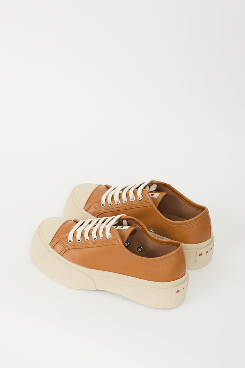 Marni Brown & Beige Leather & Rubber Pablo Platform Sneaker