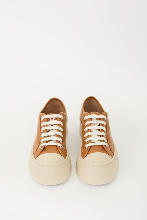 Marni Brown & Beige Leather & Rubber Pablo Platform Sneaker