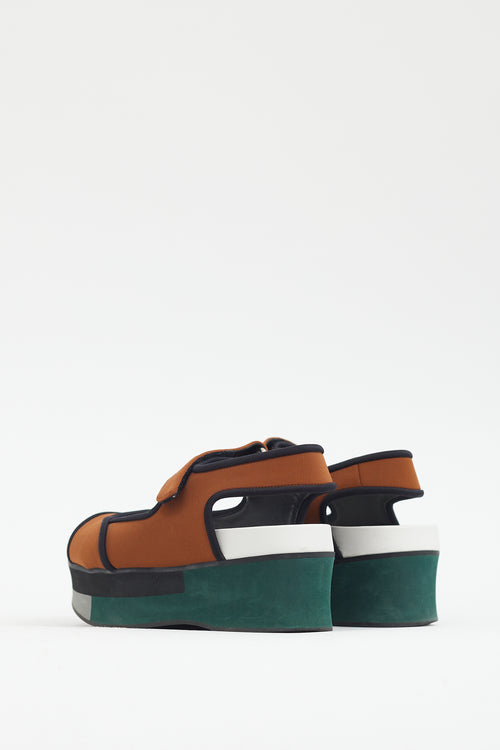 Marni Brown & Multi Neoprene Platform Sandal