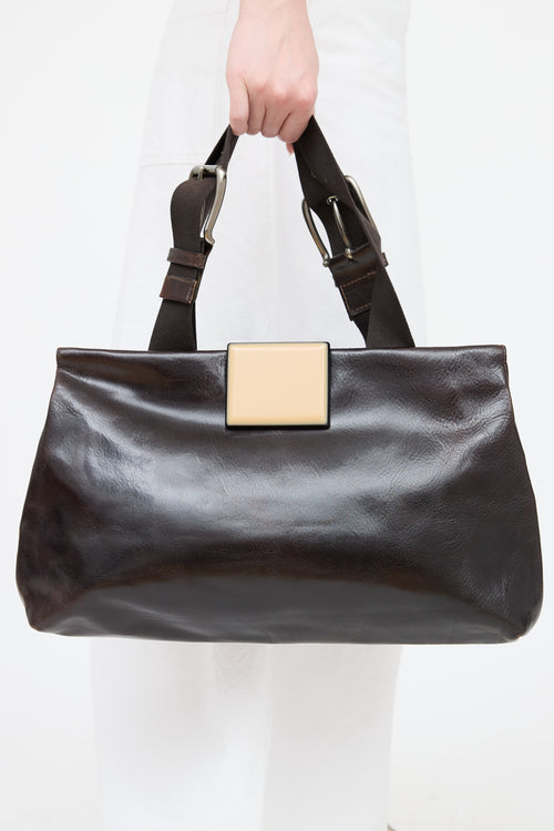 Marni Leather Buckle Satchel Bag