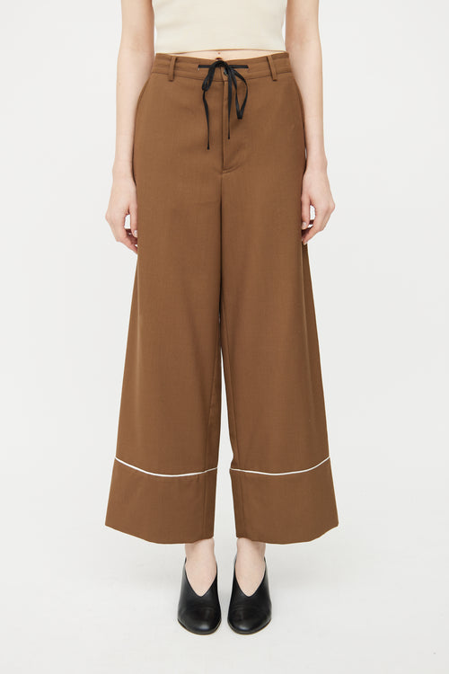 Marni Brown Wool Wide Leg Trouser