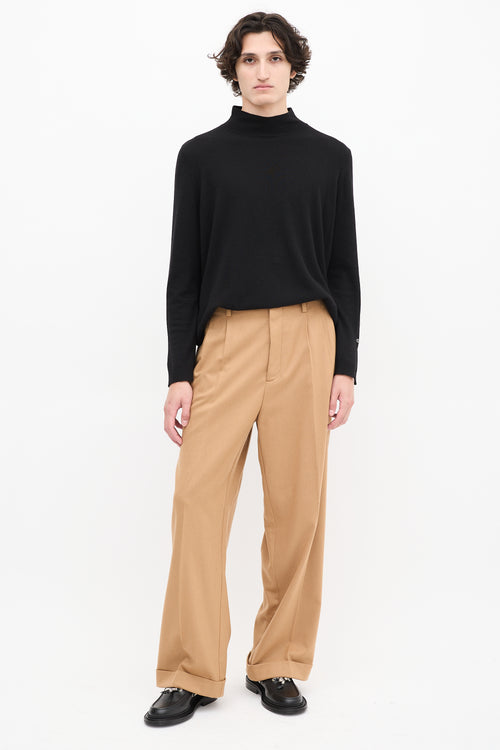 Marni Brown Wool Cuffed Wide Leg Trousers