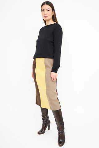 Marni Brown & Yellow Colour Block Skirt