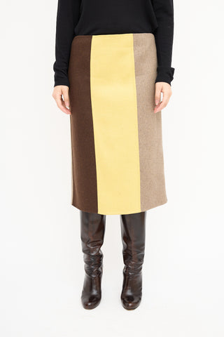 Marni Brown & Yellow Colour Block Skirt