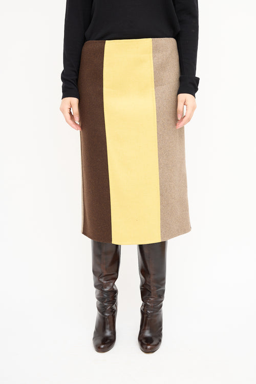 Marni Brown & Yellow Colour Block Skirt