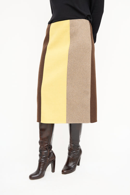 Marni Brown & Yellow Colour Block Skirt