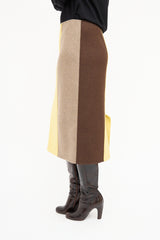 Marni Brown & Yellow Colour Block Skirt