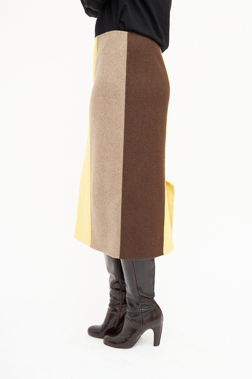 Marni Brown & Yellow Colour Block Skirt