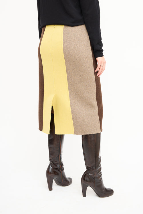Marni Brown & Yellow Colour Block Skirt
