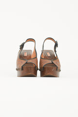 Marni Brown Slingback Wooden Wedge Clog
