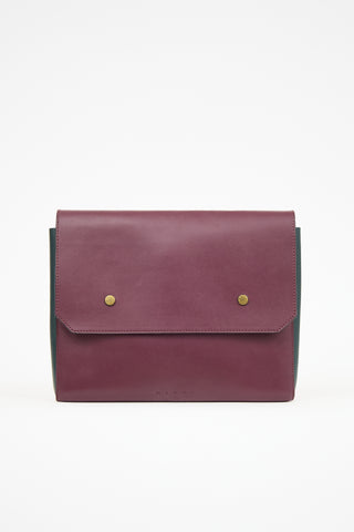 Marni Burgundy & Green Leather Pouch