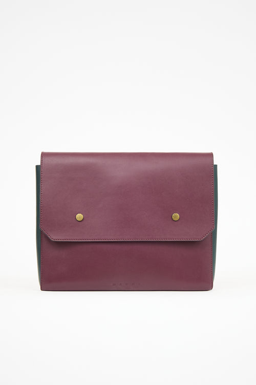 Marni Burgundy & Green Leather Pouch