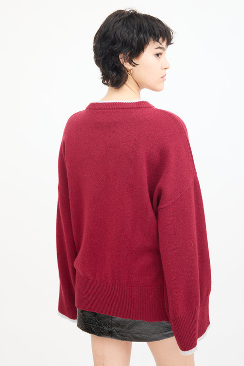 Marni X Suarez Burgundy & Beige Wool Knit Graphic Sweater