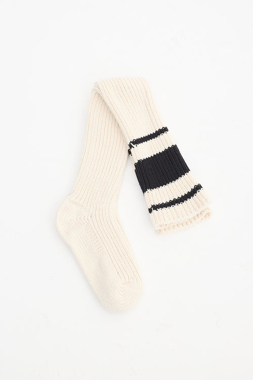 Marni Cream & Black Striped Knee Socks