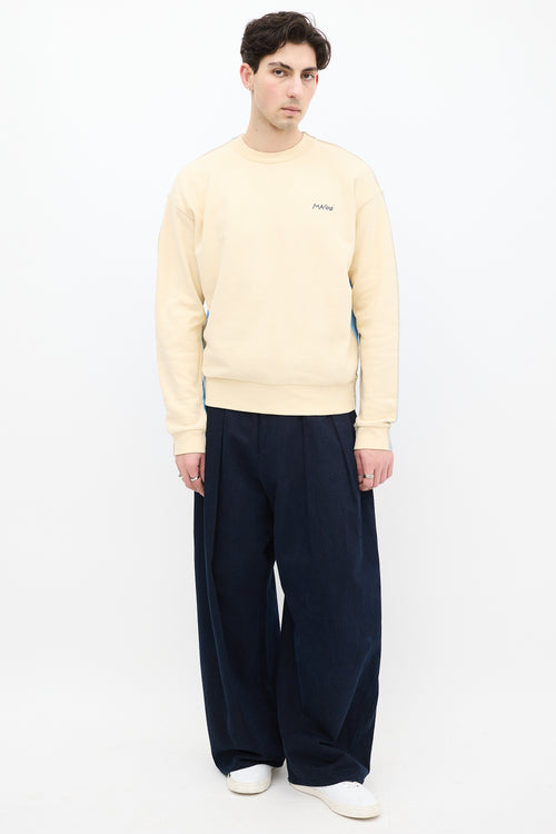 Marni Cream & Blue Stitched Trim Sweatshirt