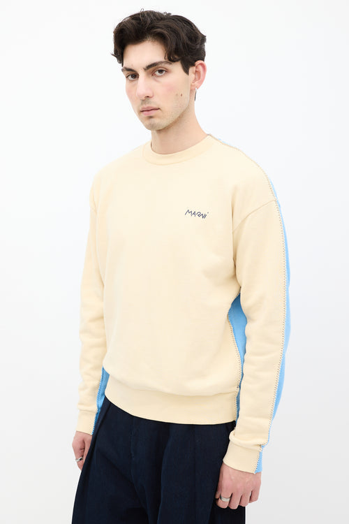 Marni Cream & Blue Stitched Trim Sweatshirt