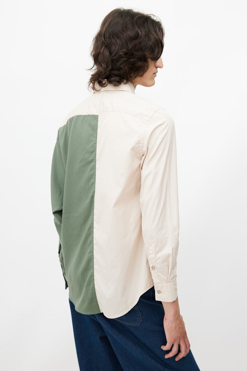 Marni Cream & Green Embroidered Patch Shirt