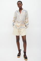 Marni Cream & Multi Semi Sheer Paisley Blouse