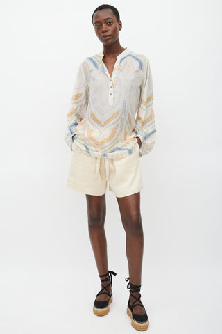 Marni Cream & Multi Semi Sheer Paisley Blouse