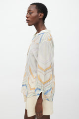 Marni Cream & Multi Semi Sheer Paisley Blouse