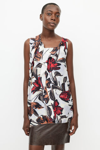 Marni Cream & Multicolour Floral Silk Top