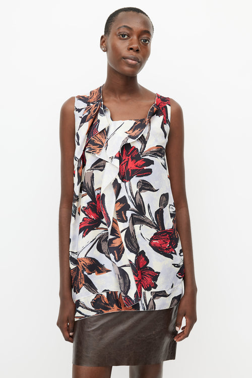 Marni Cream & Multicolour Floral Silk Top