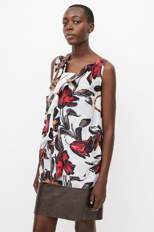 Marni Cream & Multicolour Floral Silk Top