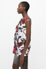 Marni Cream & Multicolour Floral Silk Top