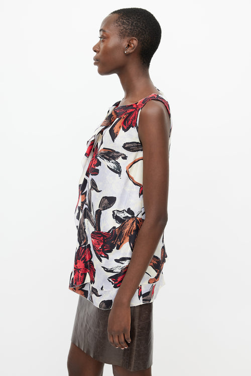 Marni Cream & Multicolour Floral Silk Top