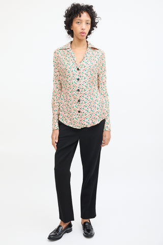 Marni Cream & Multicolour Silk Floral Shirt