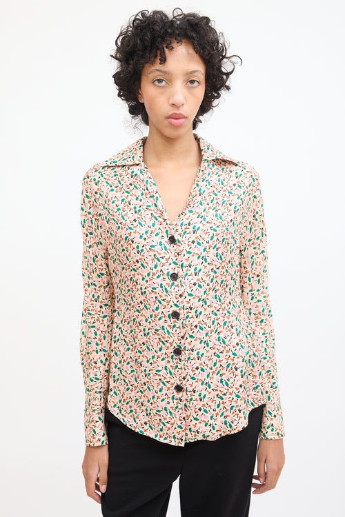 Marni Cream & Multicolour Silk Floral Shirt