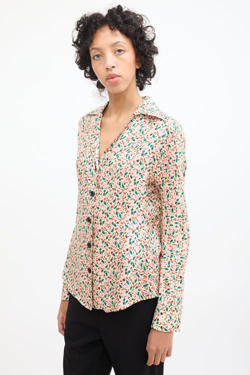 Marni Cream & Multicolour Silk Floral Shirt