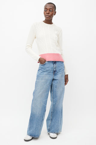 Marni Cream & Pink Felted Wool Trim  Sweater