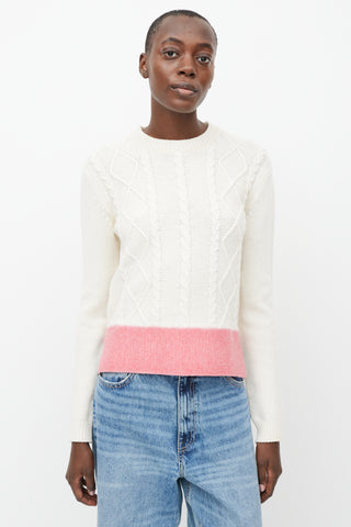 Marni Cream & Pink Felted Wool Trim  Sweater
