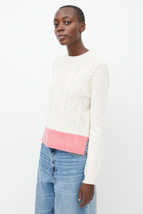 Marni Cream & Pink Felted Wool Trim  Sweater