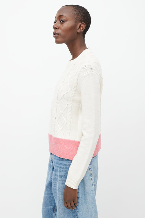 Marni Cream & Pink Felted Wool Trim  Sweater