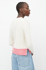 Marni Cream & Pink Felted Wool Trim  Sweater