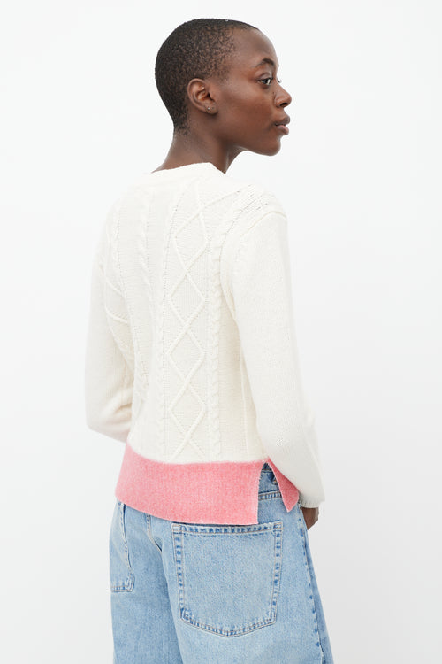 Marni Cream & Pink Felted Wool Trim  Sweater
