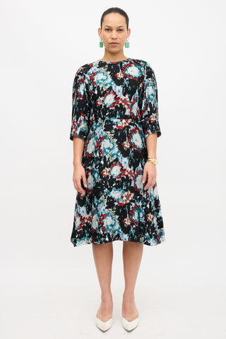 Marni Crinkled Silk Splash Dress
