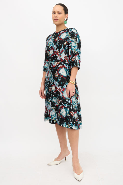 Marni Crinkled Silk Splash Dress