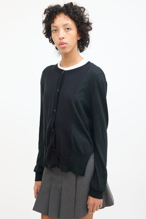 Marni Dark Green & Black Wool Panelled Cardigan