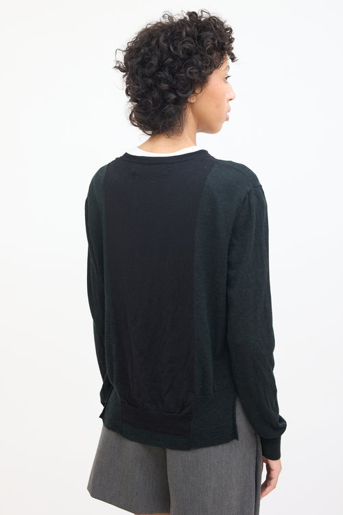 Marni Dark Green & Black Wool Panelled Cardigan